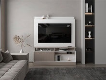 Mesa Para Tv Thun, Blanco Duqueza y Bardolino, con espacio central para tv de hasta 70"