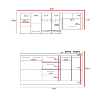 Cocina Integral Osaka, Nogal y Blanco, Incluye Mesón Izquierdo En Acero Inoxidable