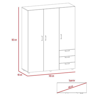 Closet Tini, Nogal y Blanco, con Tres Cajones Organizadores y Variedad de Entrepaños