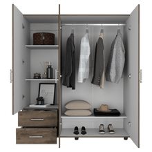 Closet Light, Nogal y Blanco, con Dos Cajones Organizadores y Entrepaño Diseñado Para Los Zapatos