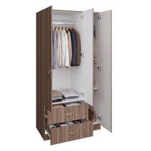 Closet América, Avellana y Blanco, Con Dos Cajones y Variedad De Entrepaños