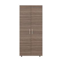 Closet Carlota, Avellana y Blanco, con Un Tubo Cromado y Tres Entrepaños