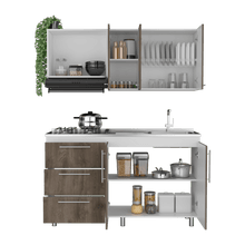 Cocina Integral Rubio, Blanco Duqueza y Nogal, Incluye Mesón Derecho