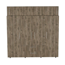 Closet Babel, Nogal y Blanco, con Cuatro Puertas Abatibles y Cuatro Cajones Multiusos