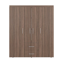 Clóset Bariloche Bombay Eco, Avellana y Blanco, con Variedad de Entrepaños y Cuatro Puertas Abatibles