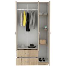 Closet América, Café Claro y Blanco, con Dos Cajones y Variedad de Entrepaños