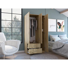 Closet América, Café Claro y Blanco, con Dos Cajones y Variedad de Entrepaños