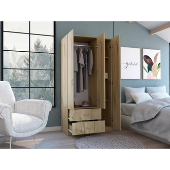 Closet América, Café Claro y Blanco, con Dos Cajones y Variedad de Entrepaños