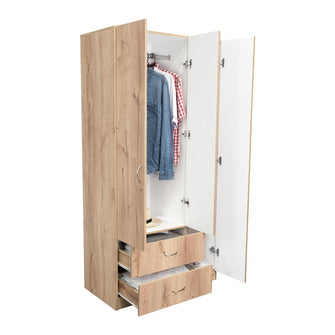 Closet América, Café Claro y Blanco, con Dos Cajones y Variedad de Entrepaños