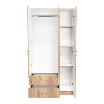 Closet América, Café Claro y Blanco, con Dos Cajones y Variedad de Entrepaños