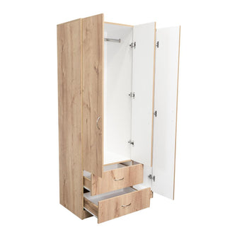 Closet América, Café Claro y Blanco, con Dos Cajones y Variedad de Entrepaños