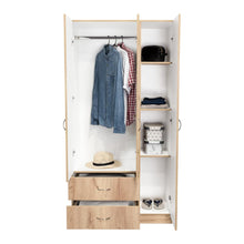 Closet América, Café Claro y Blanco, con Dos Cajones y Variedad de Entrepaños