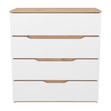 Organizador Coralyn, Blanco y Café Claro, Con Cuatro Amplios Cajones Deslizables Para Guardar Objetos Personales