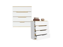 Organizador Coralyn, Blanco y Café Claro, Con Cuatro Amplios Cajones Deslizables Para Guardar Objetos Personales X2