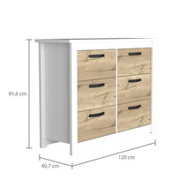 Organizador Zick, Café Claro y Blanco, con  seis cajones y gran capacidad de almacenamiento