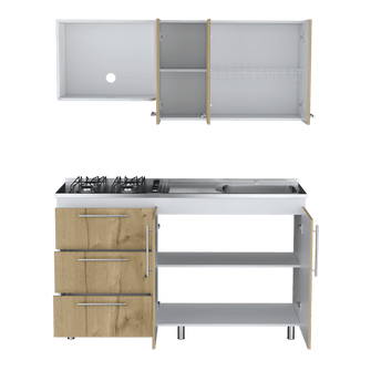 Cocina Integral Rubio, Blanco Duqueza y Café Claro, incluye Mesón Derecho