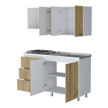 Cocina Integral Rubio, Blanco Duqueza y Café Claro, incluye Mesón Derecho