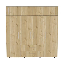 Closet Babel, Café Claro y Blanco, con Cuatro Puertas Abatibles y Cuatro Cajones Multiusos