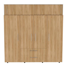 Closet Babel, Fresno Europeo y Blanco, con Cuatro Puertas Abatibles y Cuatro Cajones Multiusos