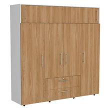 Closet Babel, Fresno Europeo y Blanco, con Cuatro Puertas Abatibles y Cuatro Cajones Multiusos