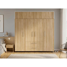 Closet Babel, Fresno Europeo y Blanco, con Cuatro Puertas Abatibles y Cuatro Cajones Multiusos