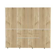 Closet Siruela 220, Café Claro y Blanco, con Cuatro Cajones, Ocho Puertas y Gran Capacidad de Almacenamiento