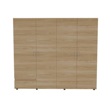 Closet Light 230, Blanco Duqueza y Fresno Europeo, con dos cajones y cuatro puertas