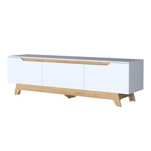 Mesa Para Tv Toulo, Kronos Blanco y Kronos Fresno, con espacio para TV de 80" ZF