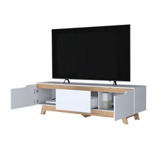 Mesa Para Tv Toulo, Kronos Blanco y Kronos Fresno, con espacio para TV de 80" ZF