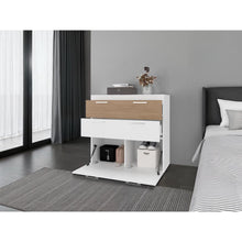 Organizador Belton, Blanco, Con dos cajones y dos puertas abatibles con amplio espacio de almacenamiento ZF