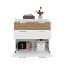 Organizador Belton, Blanco, Con dos cajones y dos puertas abatibles con amplio espacio de almacenamiento ZF