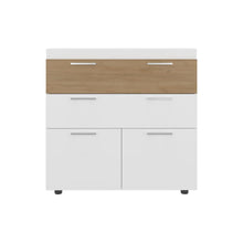 Organizador Belton, Blanco, Con dos cajones y dos puertas abatibles con amplio espacio de almacenamiento ZF