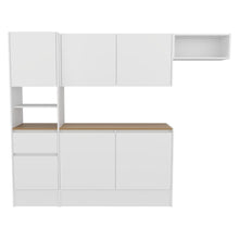 Cocina Integral Dali , Blanco y Fresno Europeo, Con seis puertas batientes y un cajón, amplio espacio de almacenamiento ZF