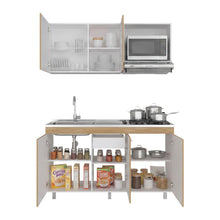 Cocina Integral Miro, Blanco Duqueza y Fresno Europeo, Incluye Mesón Izquierdo