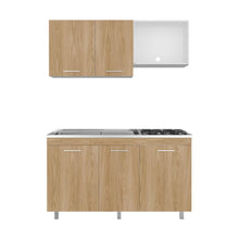 Cocina Integral Miro, Blanco Duqueza y Fresno Europeo, Incluye Mesón Izquierdo