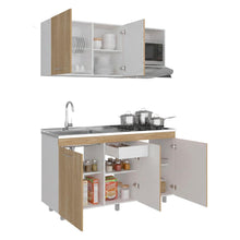 Cocina Integral Miro, Blanco Duqueza y Fresno Europeo, Incluye Mesón Izquierdo