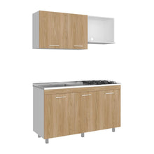 Cocina Integral Miro, Blanco Duqueza y Fresno Europeo, Incluye Mesón Izquierdo