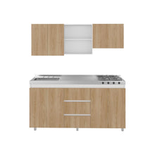 Cocina Integral Boreal, Blanco Duqueza y Fresno Europeo, Incluye Mesón Izquierdo