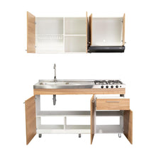 Cocina Integral Ameralto, Fresno Europeo y Blanco, Incluye Mesón Izquierdo