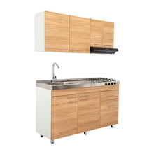 Cocina Integral Ameralto, Fresno Europeo y Blanco, Incluye Mesón Izquierdo