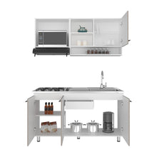 Cocina Integral Orquídea, Blanco Duqueza y Positano, Incluye Mesón Derecho
