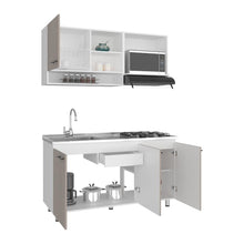 Cocina Integral Orquídea, Blanco Duqueza y Positano, Incluye Mesón Izquierdo