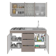 Cocina Integral 150 Laurel, Blanco Duqueza y Positano, Incluye Mesón Derecho