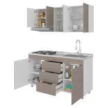 Cocina Integral 150 Laurel, Blanco Duqueza y Positano, Incluye Mesón Derecho