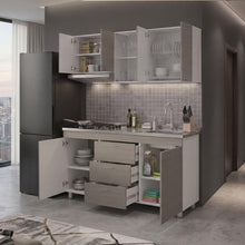 Cocina Integral 150 Laurel, Blanco Duqueza y Positano, Incluye Mesón Derecho