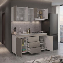 Cocina Integral 150 Laurel, Blanco Duqueza y Positano, Incluye Mesón Izquierdo