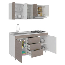 Cocina Integral 150 Laurel, Blanco Duqueza y Positano, Incluye Mesón Izquierdo
