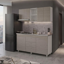 Cocina Integral 150 Laurel, Blanco Duqueza y Positano, Incluye Mesón Derecho