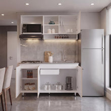 Cocina Integral Orquídea, Blanco Duqueza y Positano, Incluye Mesón Derecho