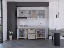 Cocina Integral 180 Kong, Blanco Duqueza y Humo, Incluye Mesón Derecho